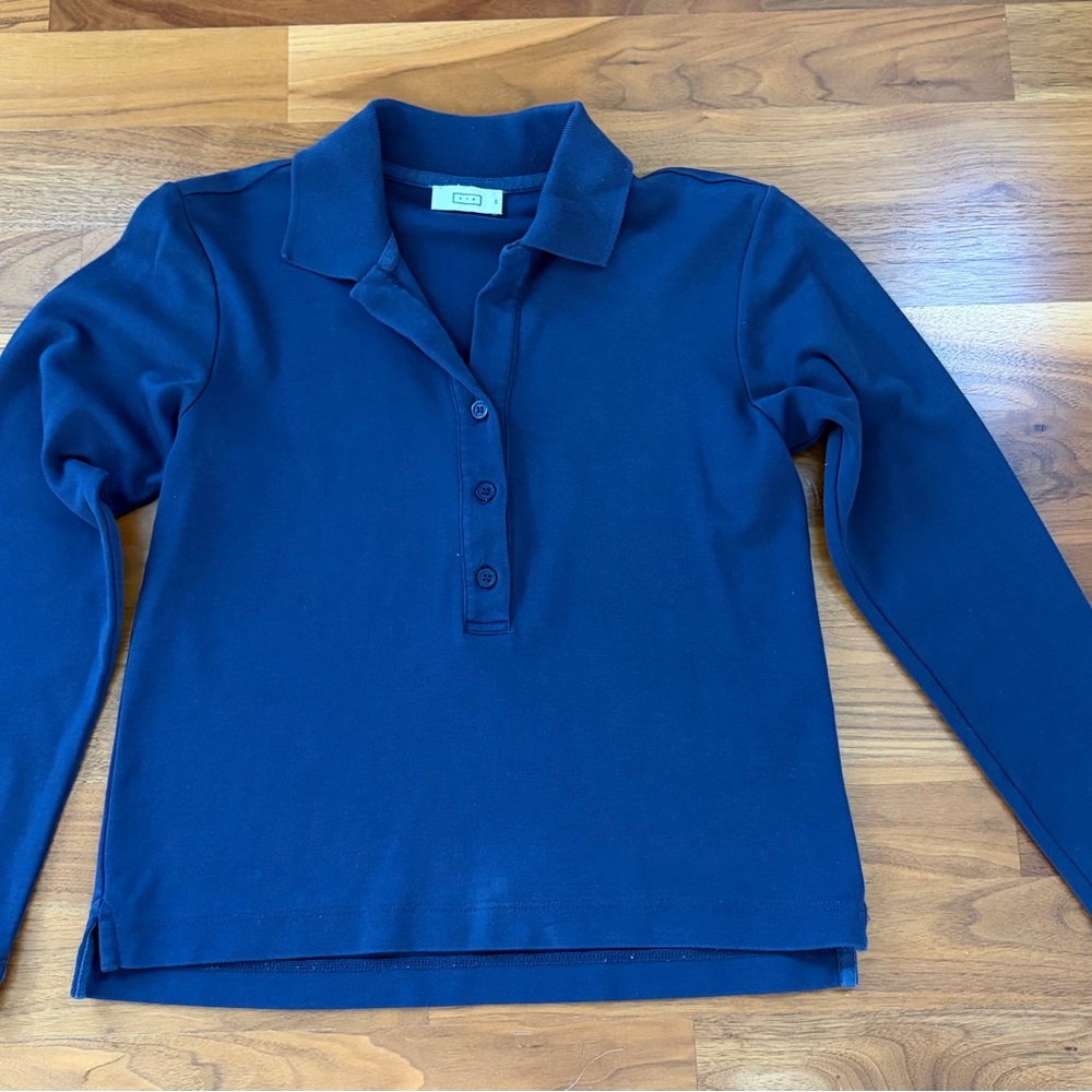 AYR Navy Blue Long Sleeve Polo Shirt